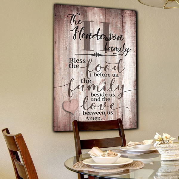 Personalized Food, Family, Love Wood Tone Premium Canvas