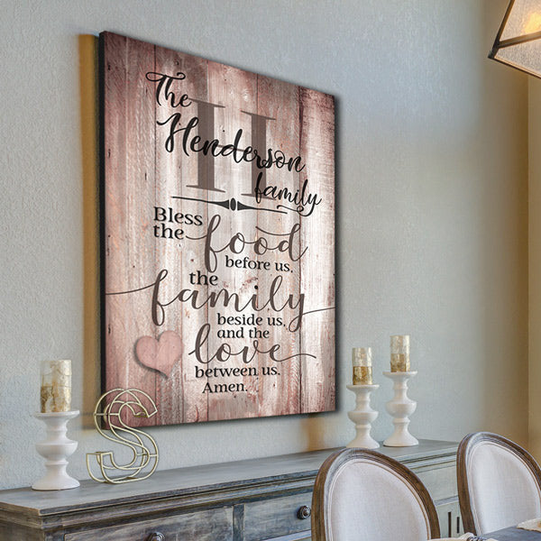 Personalized Food, Family, Love Wood Tone Premium Canvas
