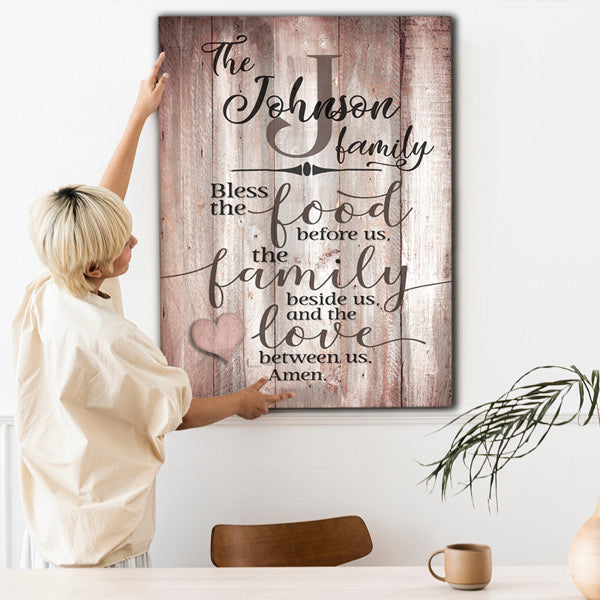 Personalized Food, Family, Love Wood Tone Premium Canvas