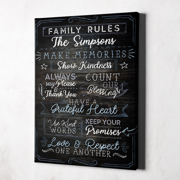Personalized Family Rules...Love & Respect One Another Premium Canvas