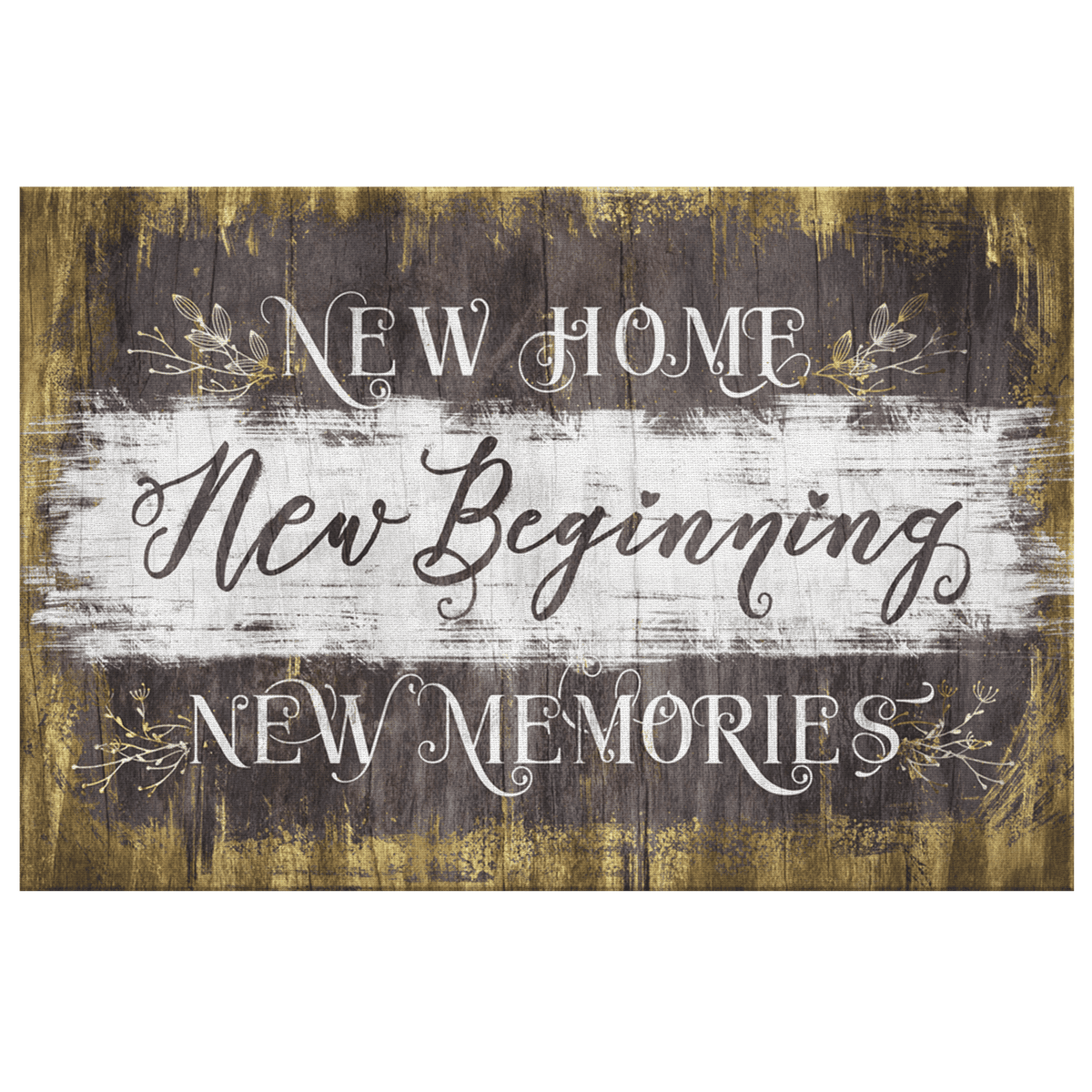 New Home, New Memories Premium Rustic Canvas