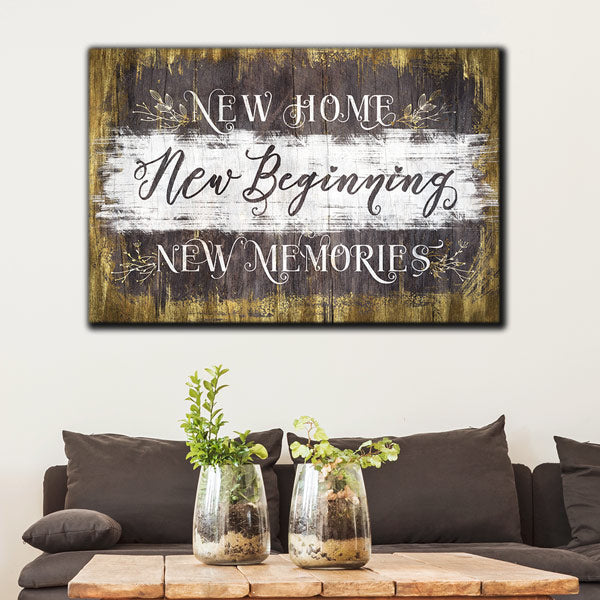 New Home, New Memories Premium Rustic Canvas