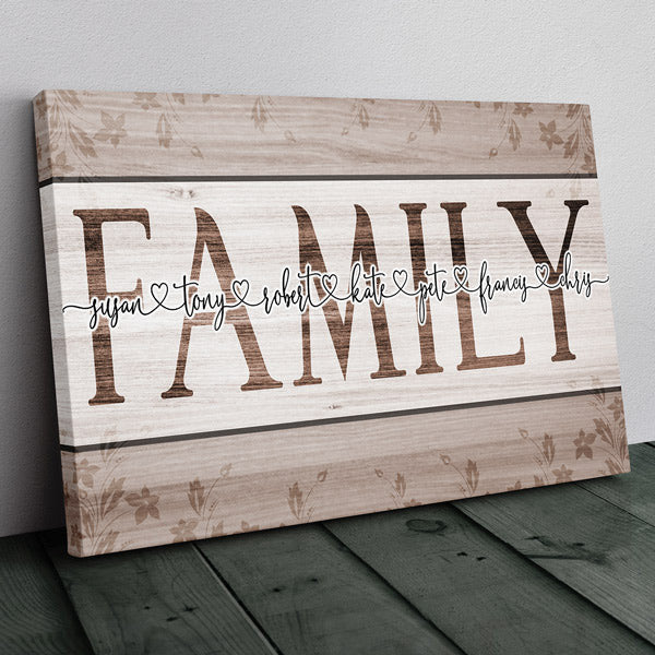 Personalized Family Names - Joined by Love Canvas Wall Art – Family Home Decor