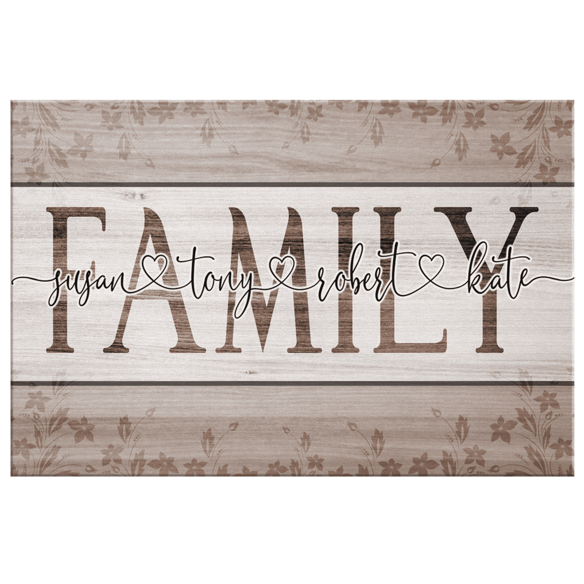 Personalized Family Names - Joined by Love Canvas Wall Art – Family Home Decor