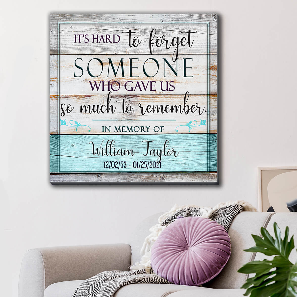 Personalized Its Hard To Forget Someone Memorial Premium Canvas
