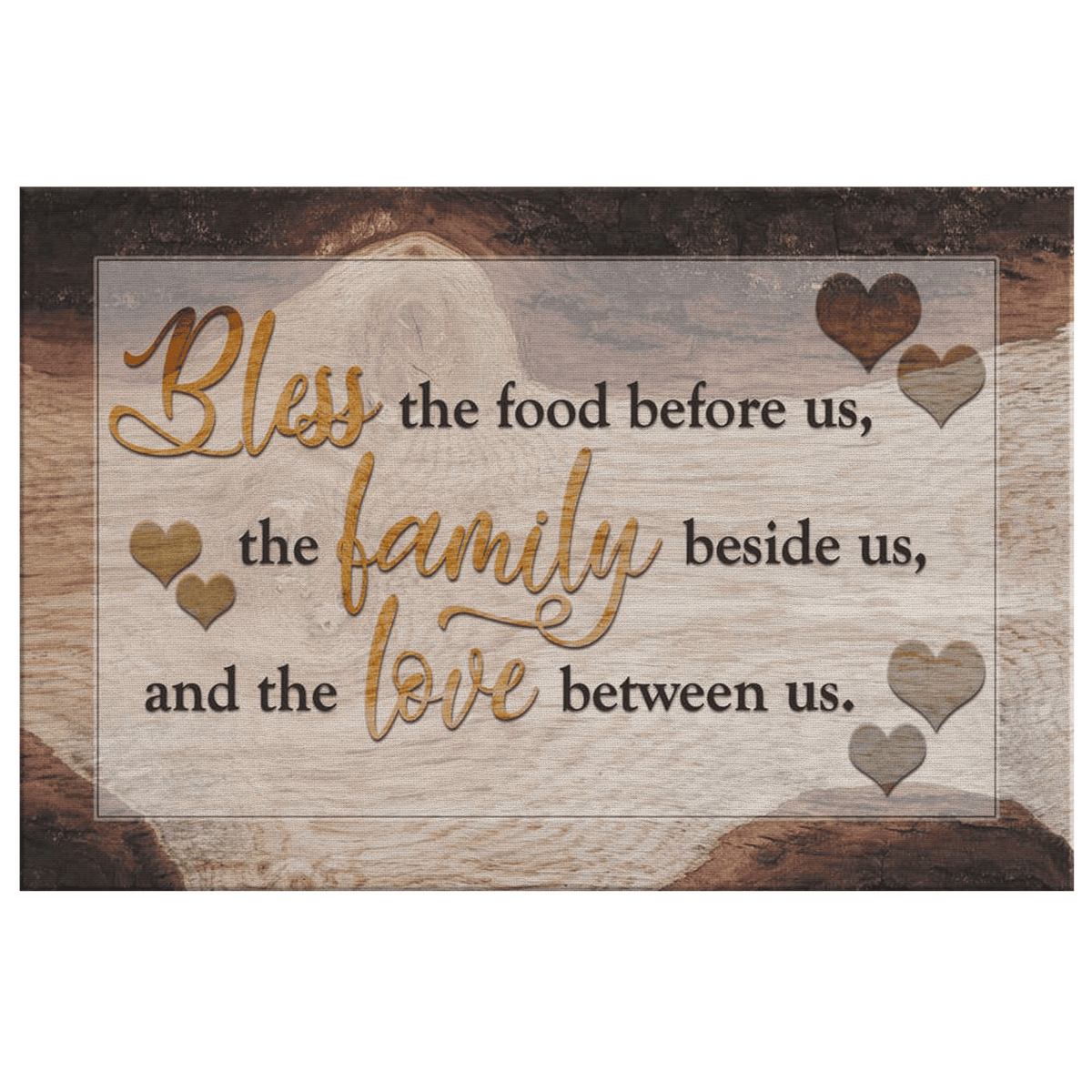 Food, Family, Love Premium Rustic Canvas
