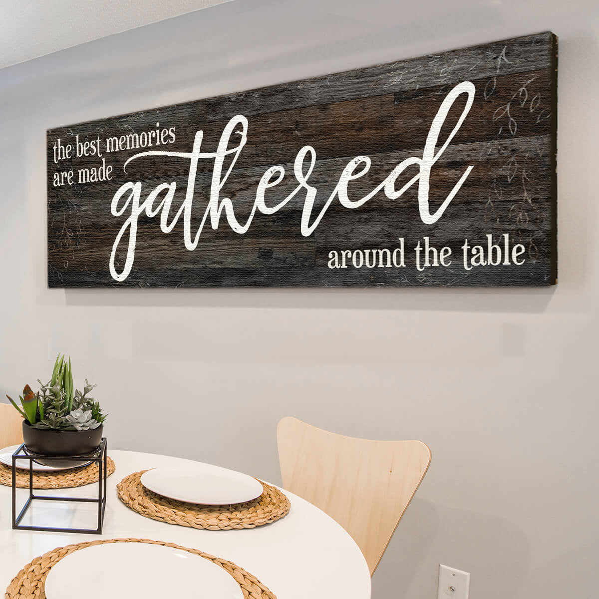 The Best Memories Are Made Gathered Around The Table Panoramic Canvas Wall Art – Kitchen Wall Decor