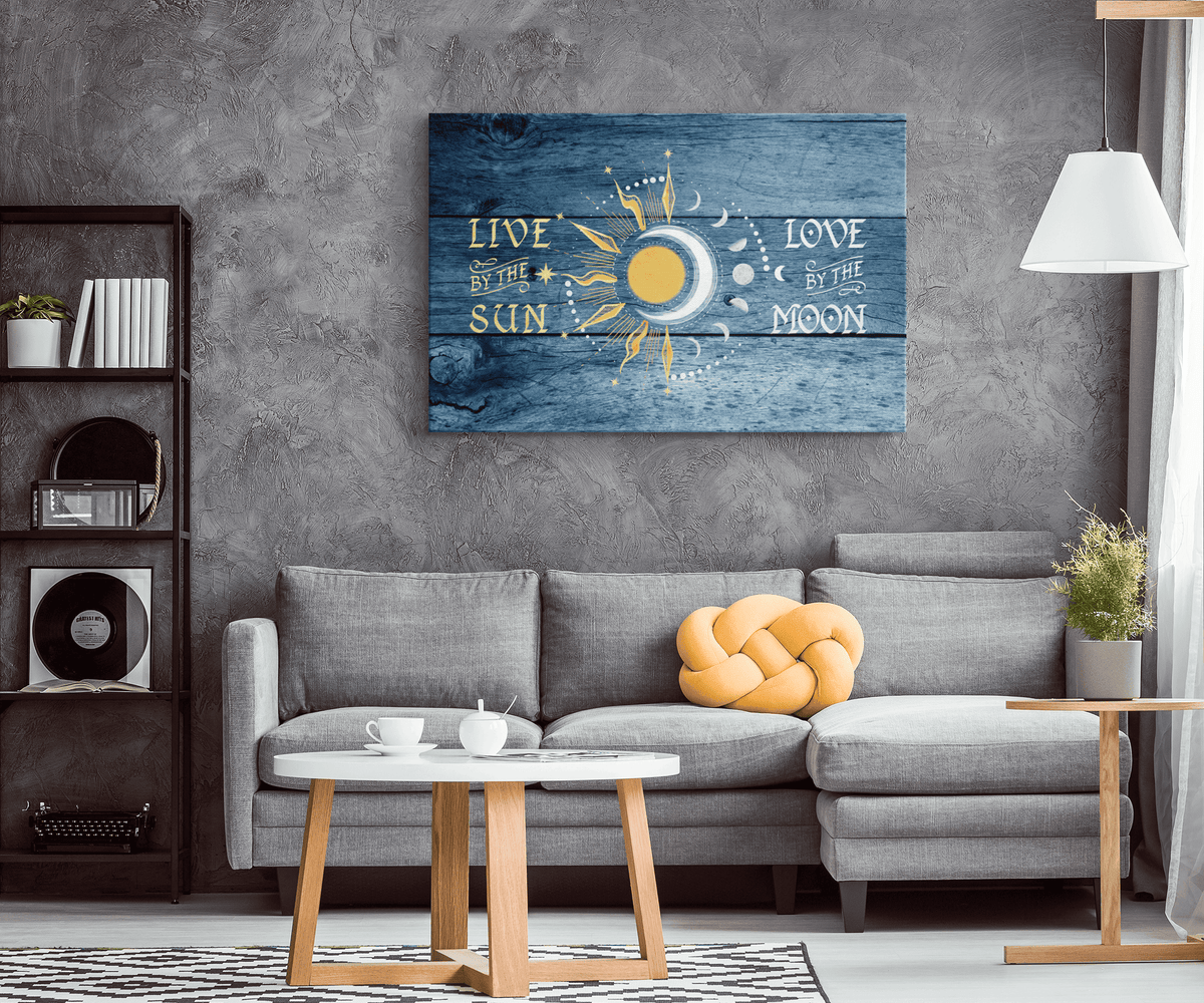 Live By The Sun, Love By The Moon Premium Rustic Canvas