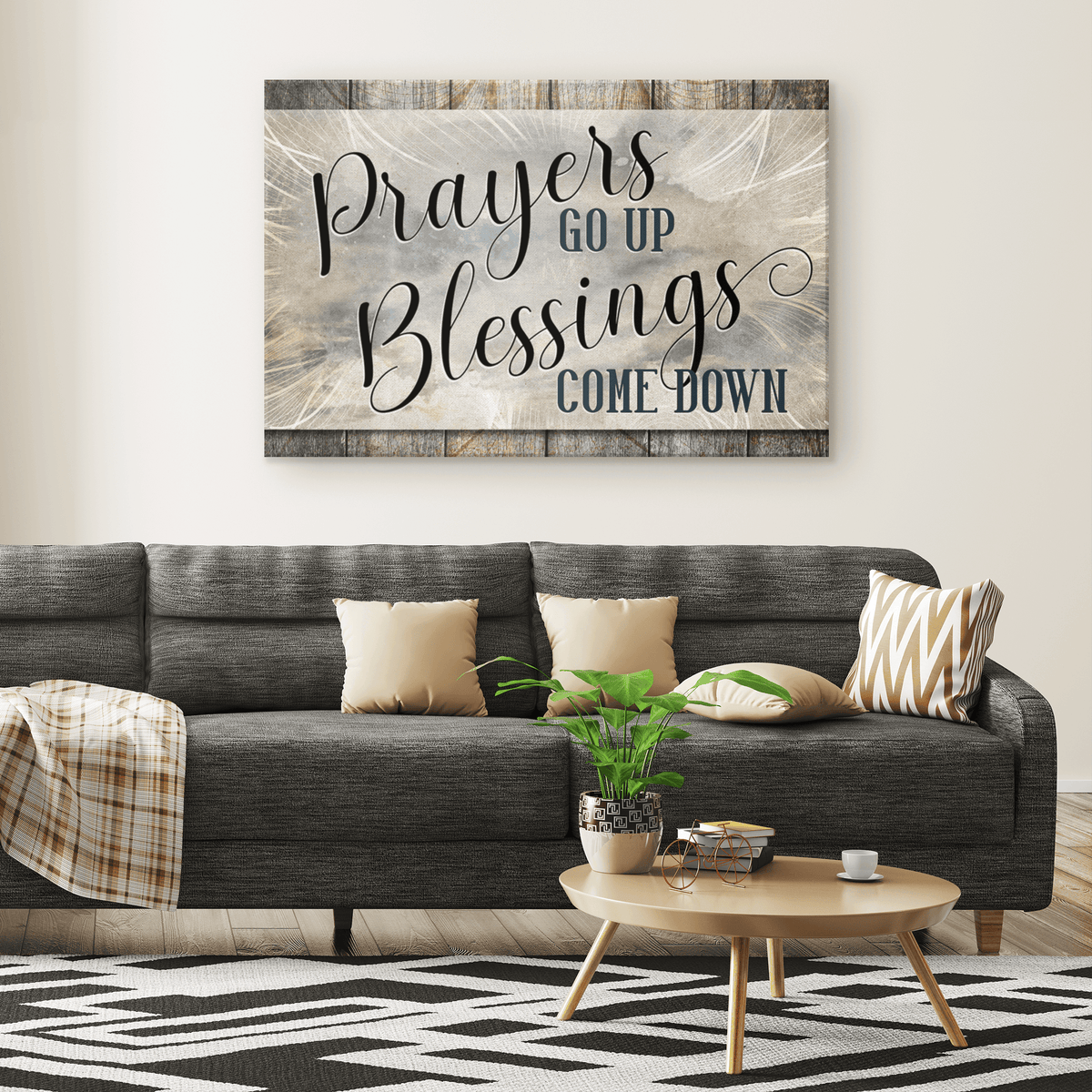 Prayers Go Up, Blessings Come Down Premium Canvas