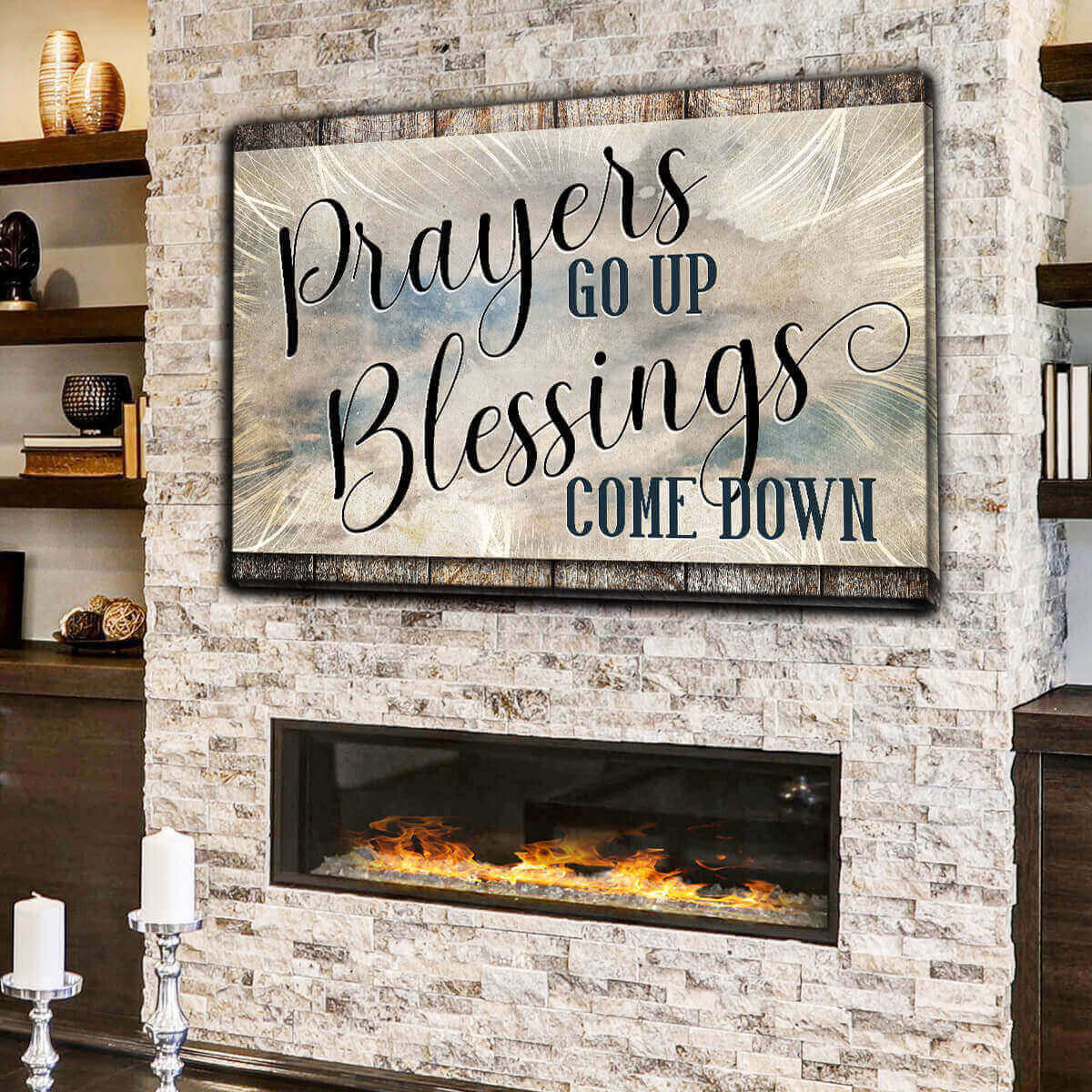Prayers Go Up, Blessings Come Down Premium Canvas
