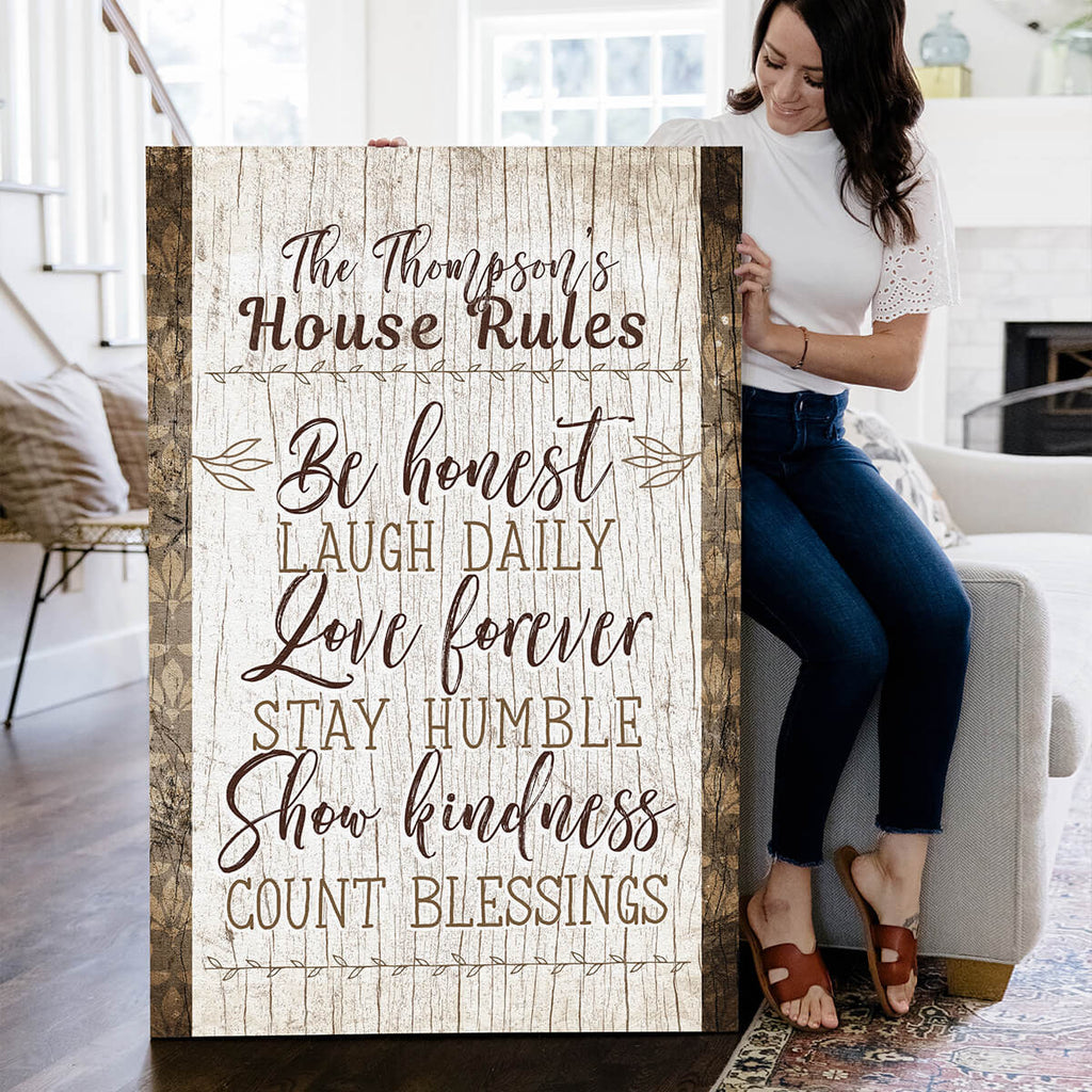 Personalized Family House Rules Premium Canvas