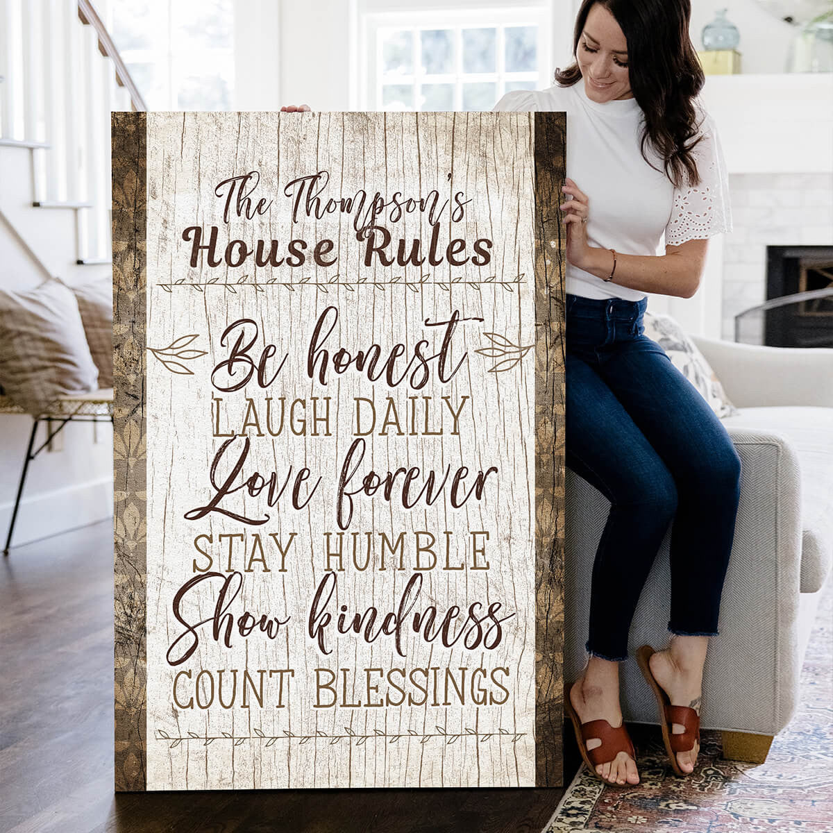 Personalized Family House Rules Premium Canvas