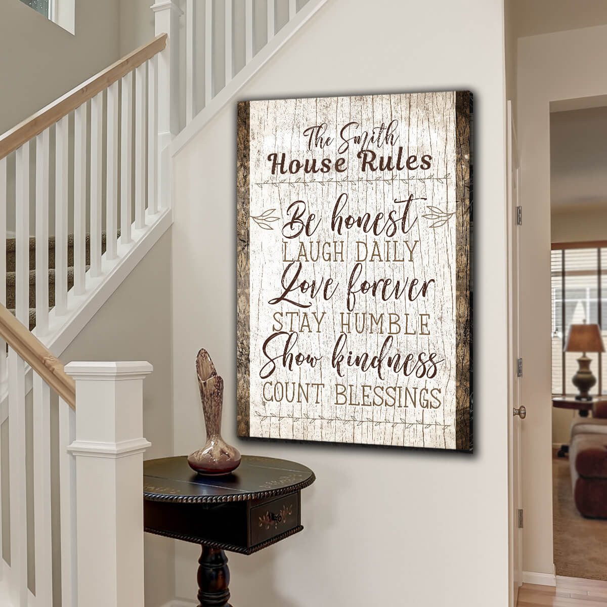 Personalized Family House Rules Premium Canvas