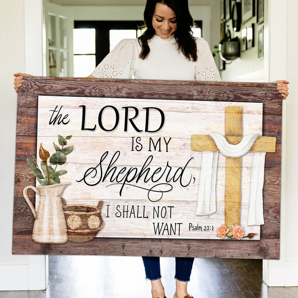 The Lord is My Shepherd, I Shall Not Want Premium Canvas