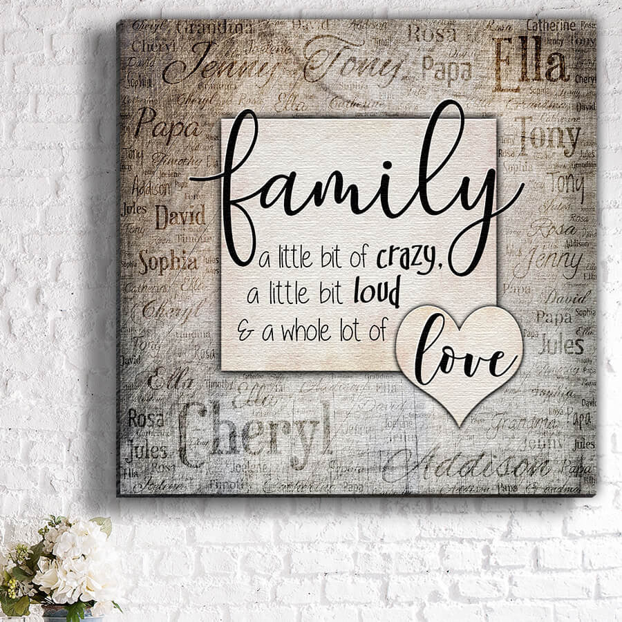 Personalized Family...Love With Names On Background Premium Canvas