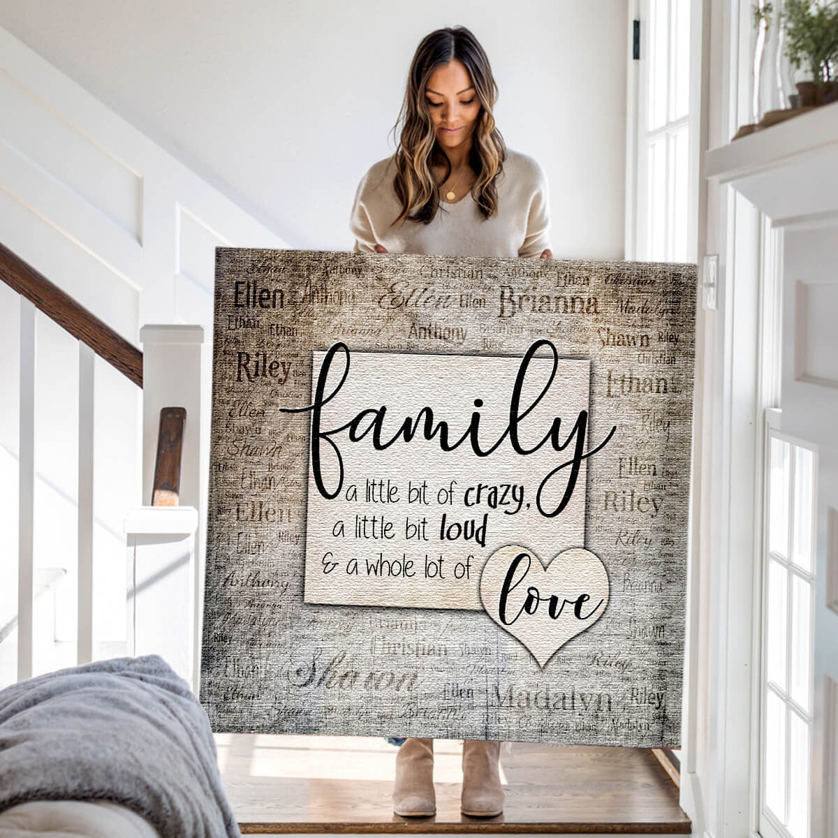 Personalized Family...Love With Names On Background Premium Canvas