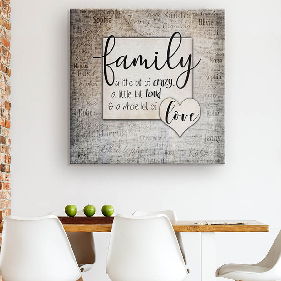 Personalized Family...Love With Names On Background Premium Canvas