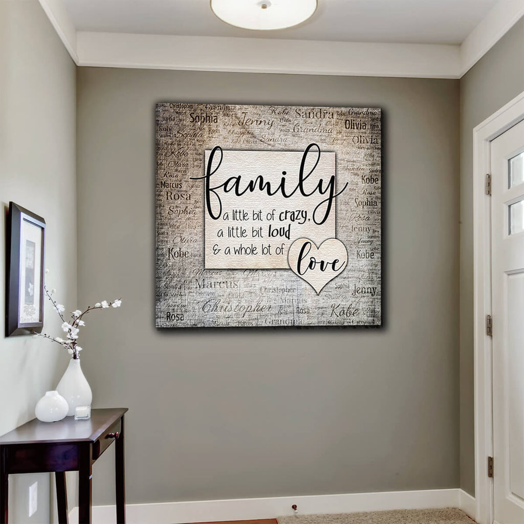 Personalized Family...Love With Names On Background Premium Canvas