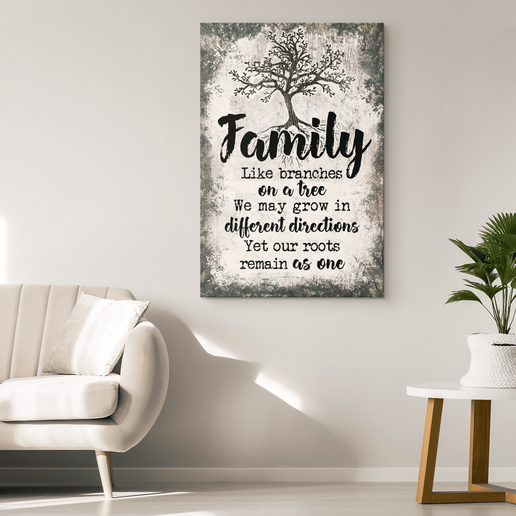 Family - Like Branches On A Tree Premium Rustic Canvas