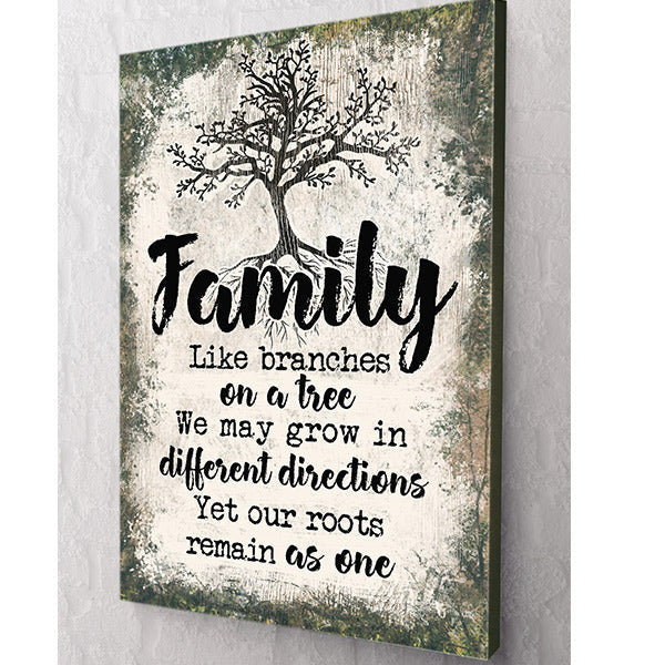 Family - Like Branches On A Tree Premium Rustic Canvas