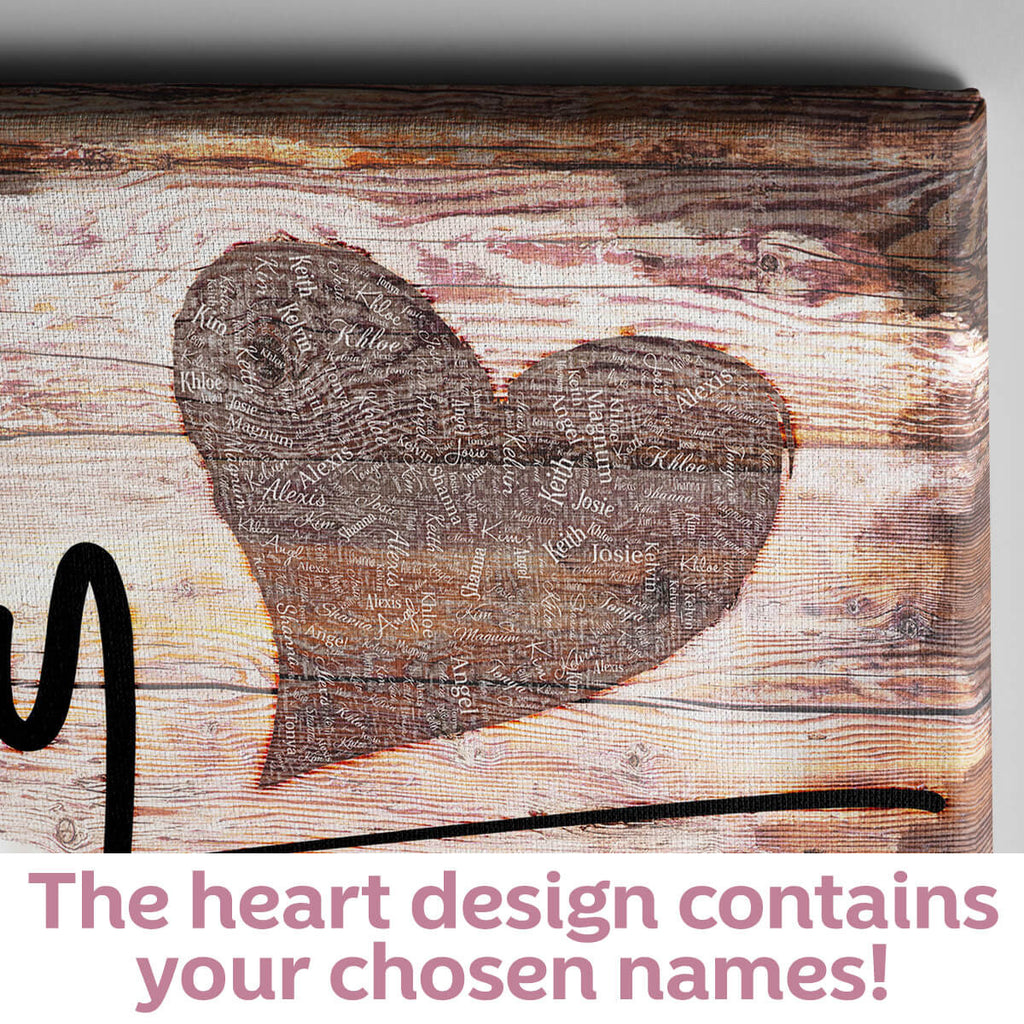 Personalized Heart Design Family - Crazy, Loud, Love Premium Canvas