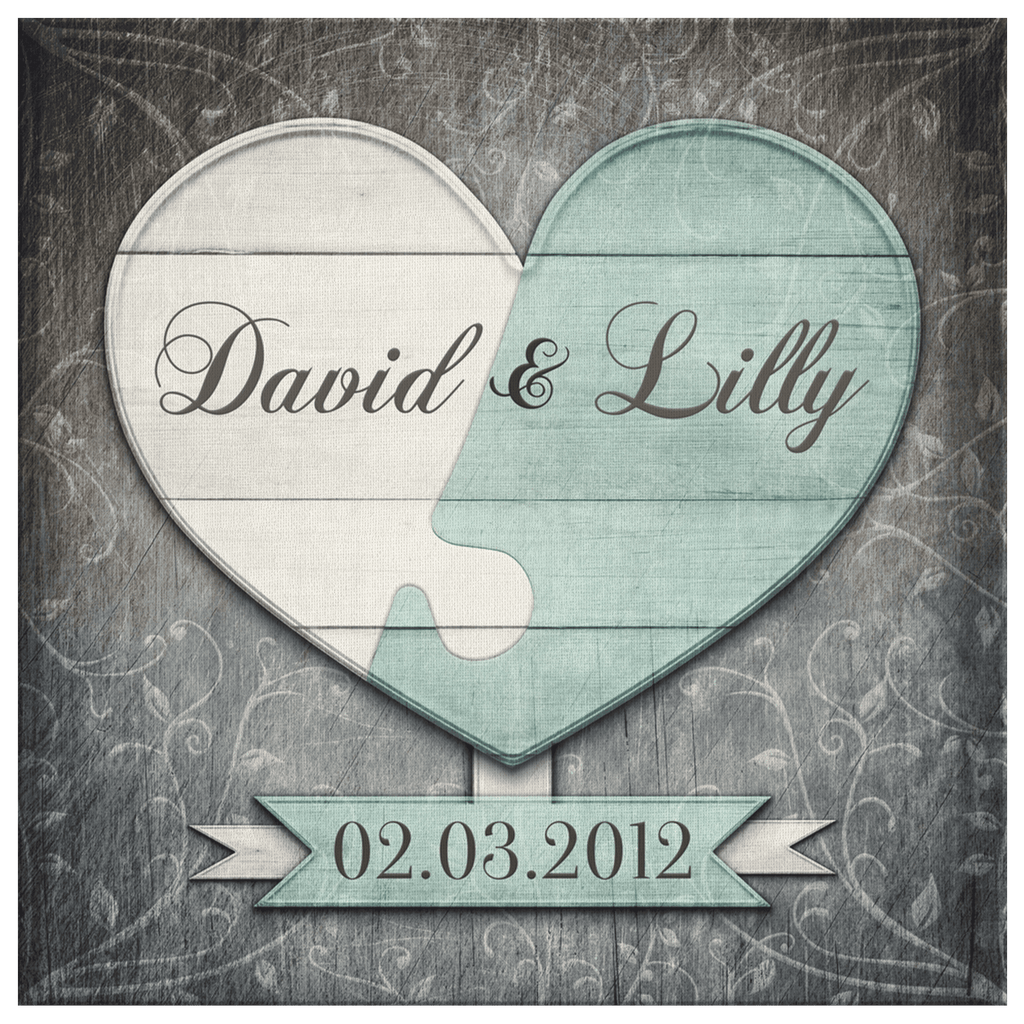 Personalized Couples Connected Heart Premium Canvas