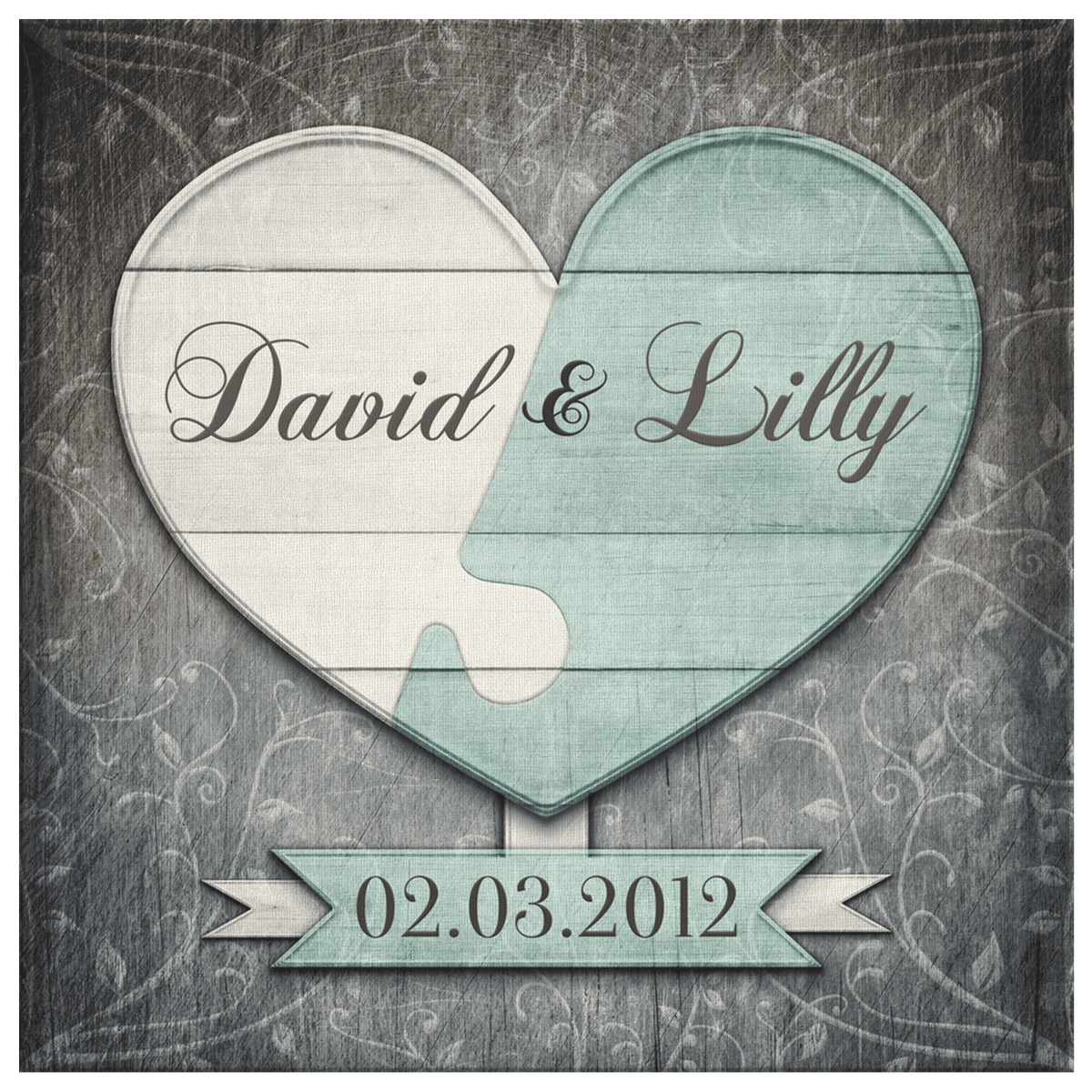 Personalized Couples Connected Heart Premium Canvas