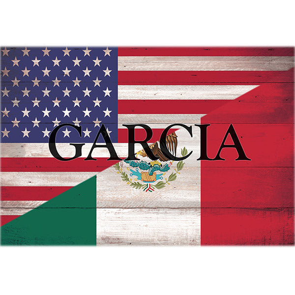 Personalized Mexican American Flag & Family Name Premium Canvas