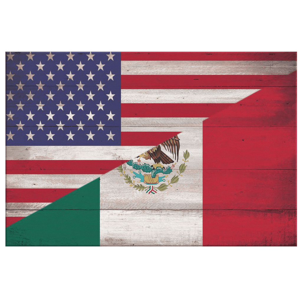 Personalized Mexican American Flag & Family Name Premium Canvas