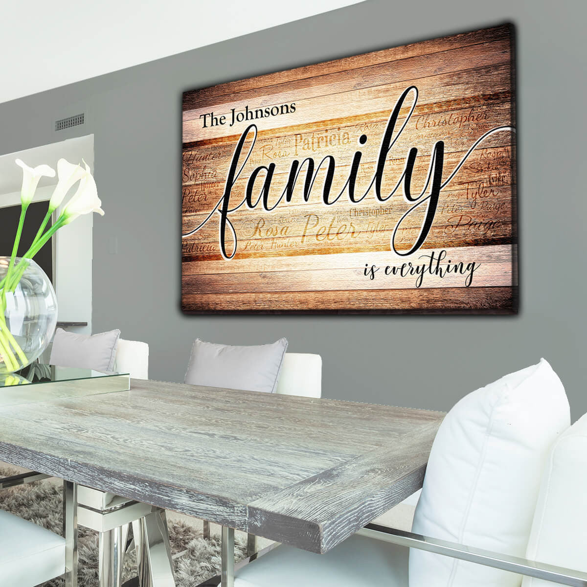Personalized Family is Everything - Names On Background Premium Canvas