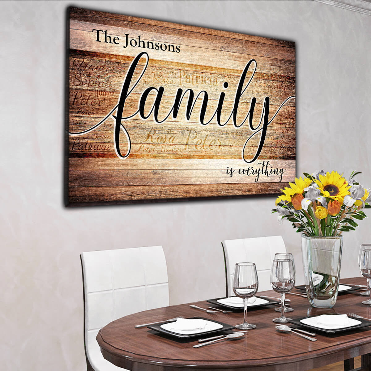 Personalized Family is Everything - Names On Background Premium Canvas