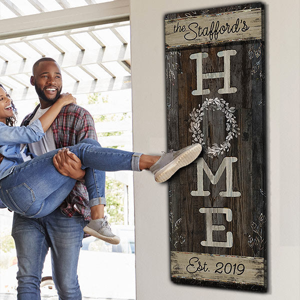 Personalized Family Name Home Premium Panoramic Canvas