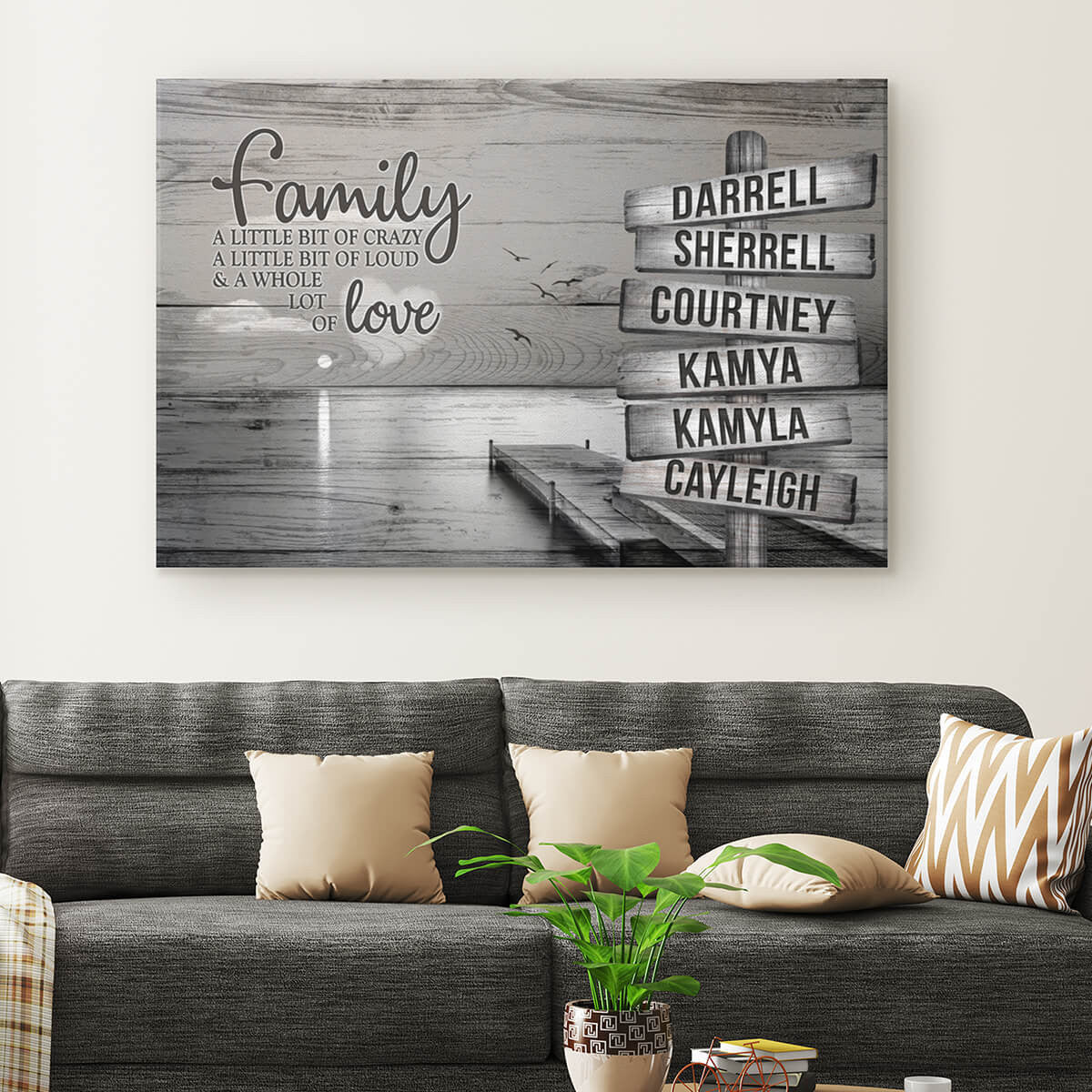 Personalized Ocean Scene Family...Love Premium Canvas