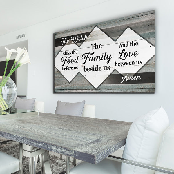 Personalized Bless The Food, Family & Love Canvas Wall Art – Kitchen Wall Decor