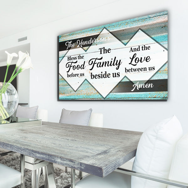 Personalized Bless The Food, Family & Love Canvas Wall Art – Kitchen Wall Decor