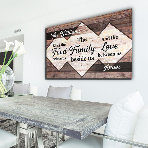 Personalized Bless The Food, Family & Love Canvas Wall Art – Kitchen Wall Decor