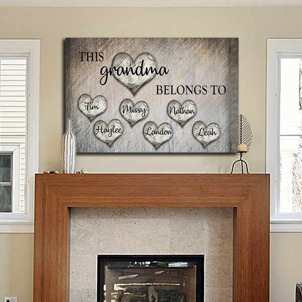 Personalized This Grandma Belongs To Premium Canvas