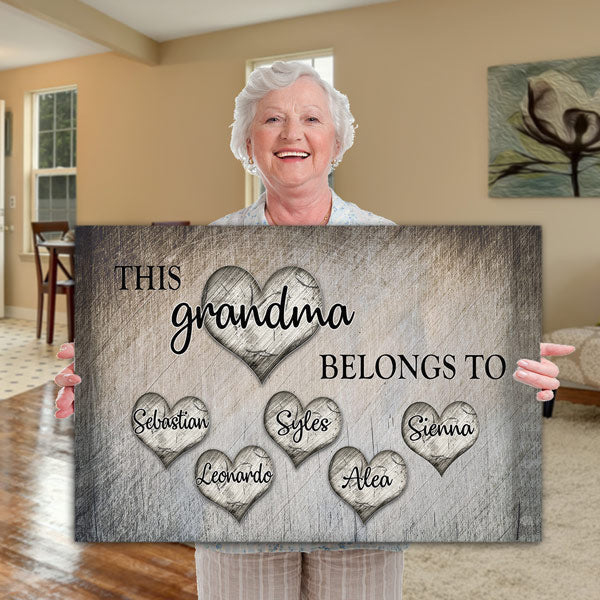 Personalized This Grandma Belongs To Premium Canvas