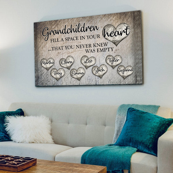 Personalized Grandchildren Fill A Space In Your Heart Premium Canvas