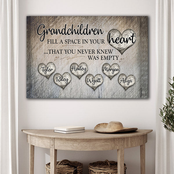 Personalized Grandchildren Fill A Space In Your Heart Premium Canvas