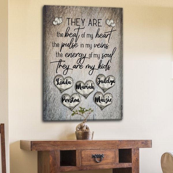 Personalized They Are The Beat Of My Heart Premium Rustic Canvas