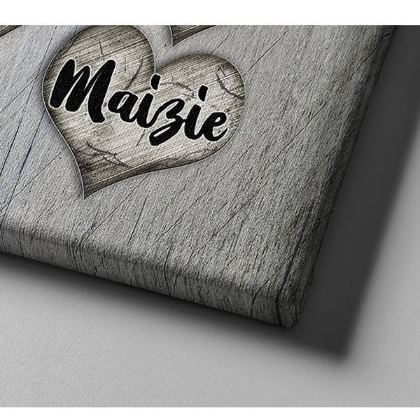 Personalized They Are The Beat Of My Heart Premium Rustic Canvas