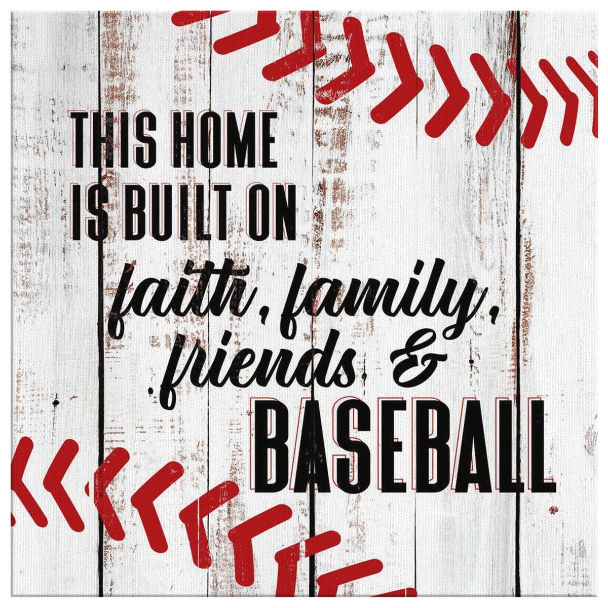 Home Built On Faith Family, Friends & Baseball Premium Canvas