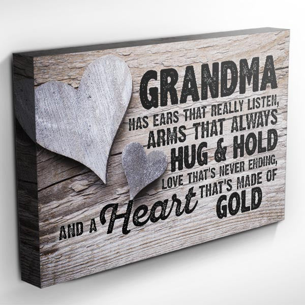 Grandma Has Ears That Really Listen Canvas Wall Art – Gift for Grandma