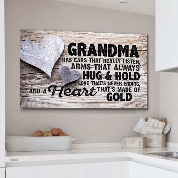 Grandma Has Ears That Really Listen Canvas Wall Art – Gift for Grandma