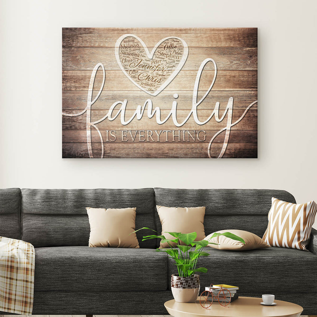 Personalized Family Is Everything - Names in Heart Premium Canvas