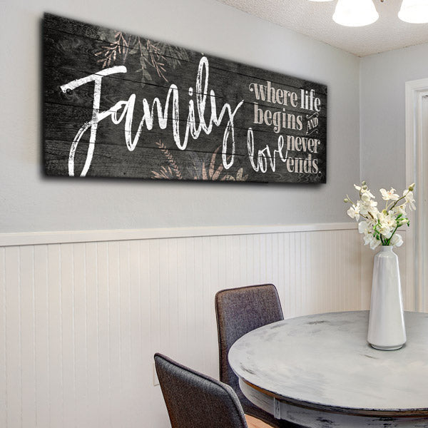 Family - Where Life Begins - Love Never Ends Premium Panoramic Canvas