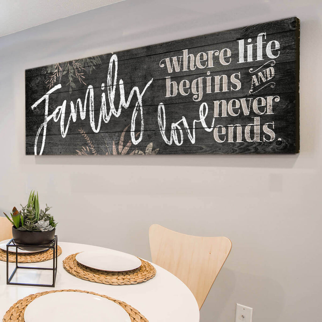 Family - Where Life Begins - Love Never Ends Premium Panoramic Canvas