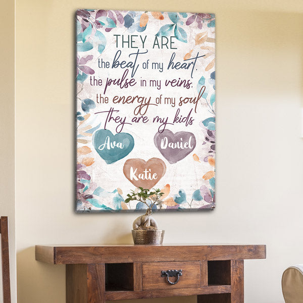 Personalized They Are The Beat Of My Heart Premium Canvas