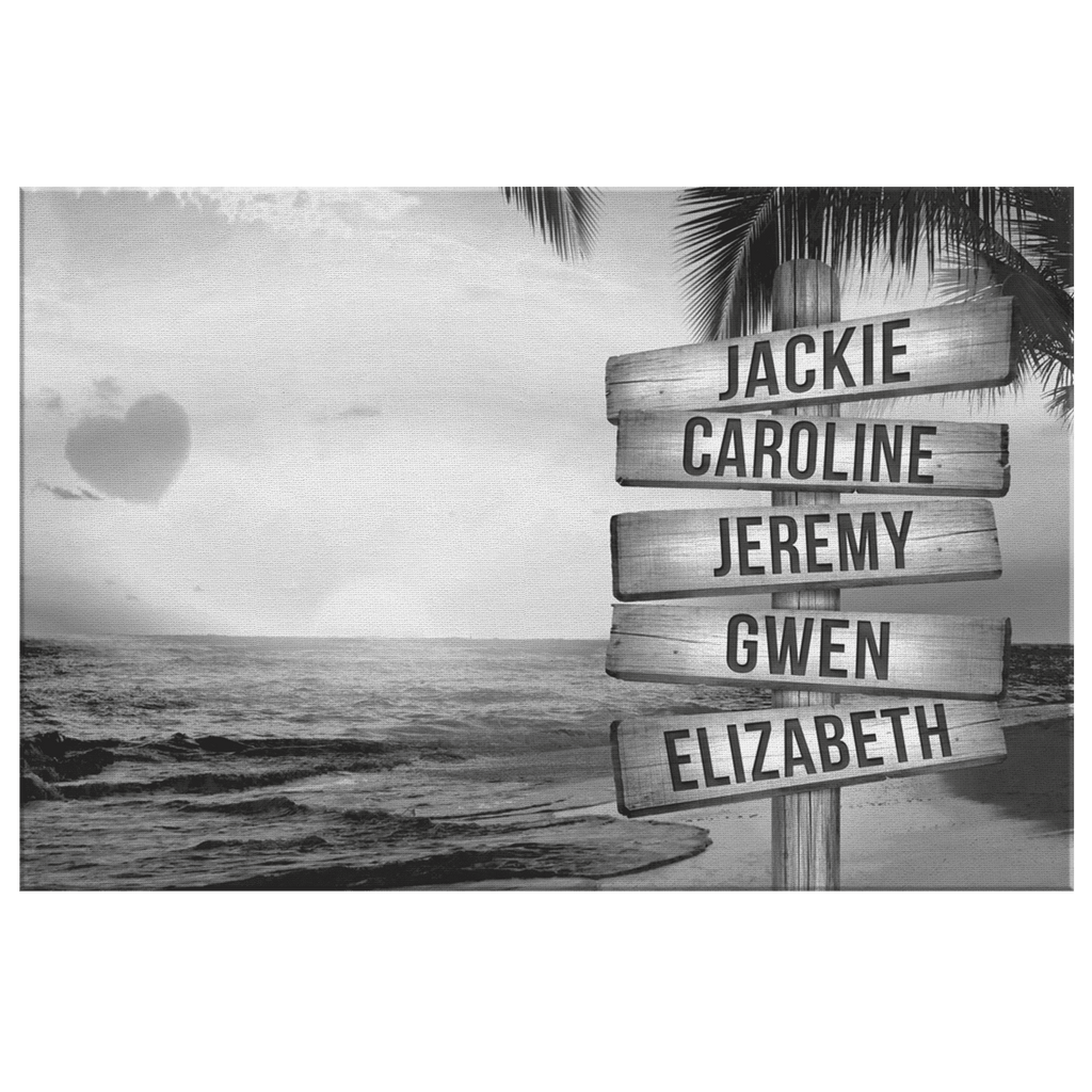 Personalized Names Love Sunset Beach Premium Canvas